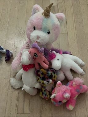 Assorted Unicorn & Fantasy Plush Toy Bundle - Pastel Pink Multicolor